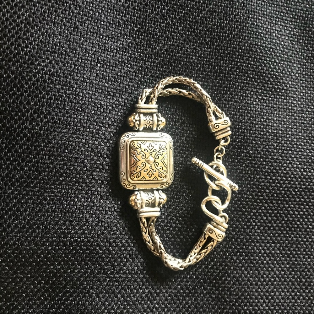 Brighton Square chain link bracelet. Vintage. Retired. Heart imprint & stamped.